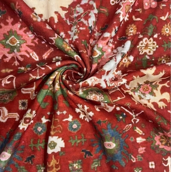 Bohemian Red and Green Women's Top - Picture 2 of 8